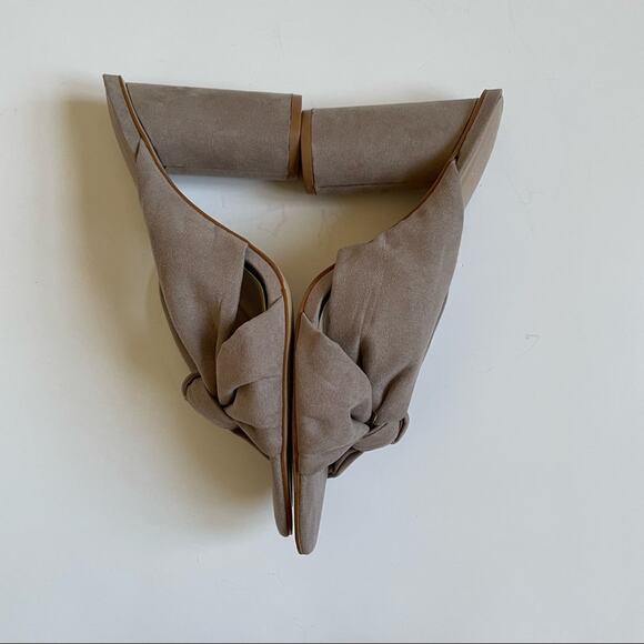 Kaari Blue Taupe Vegan Faux Suede Knot Katie Heel Sandal - Picture 3 of 6